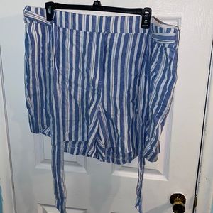 Lane Bryant Striped Belted Shorts